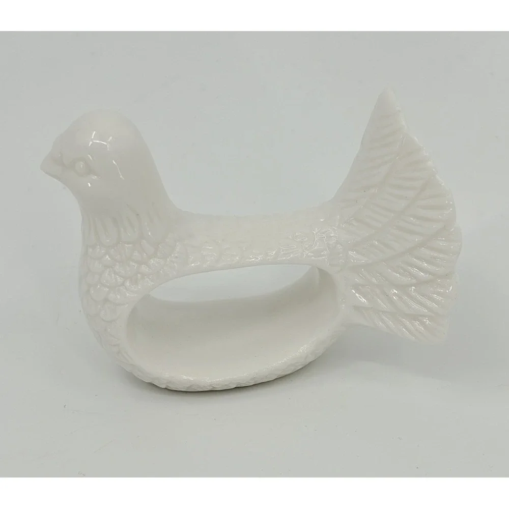 Vintage Shafford Design Dove Napkin Rings Set of 4 White Porcelain